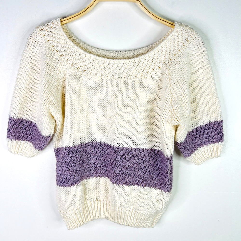 JH Collectibles Cropped Knit Sweater Size Medium Lavender Stripe‎
